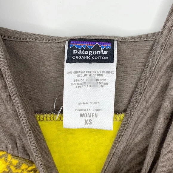 Patagonia Margot Retro Dress Casual Brown Yellow Organic Cotton Size XS - Picture 4 of 6